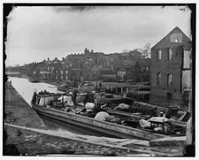 8" x 10" Photo 1865 Richmond, Va. Barges with African Americans on the Can
