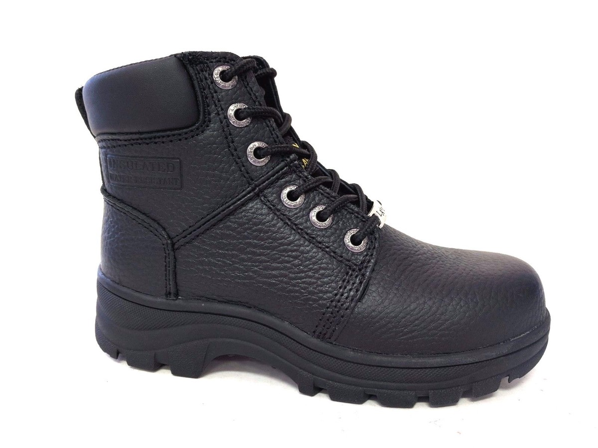 Vegace La Vega Women Black Leather Composite SAFETY TOE Work Boot Slip  Resistant