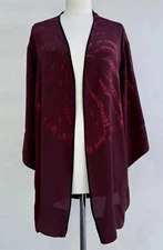 Citron Santa Monica Kimono Open Silk Jacket Maroon Orange Lightweight One Size