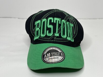 Vintage Boston Green/Black Adjustable Snapback Hat Cap Am-Tex USA