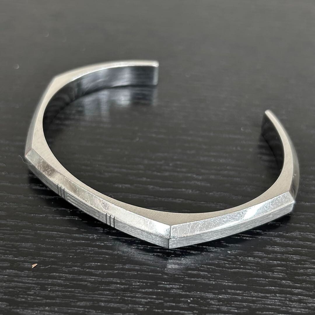 HERMES Toolbox Cuff Bracelet Bangle Stainless Steel Size T4
