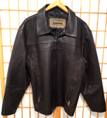 Machine Type Field Apparel Mens Faux Leather BROWN Jacket Coat