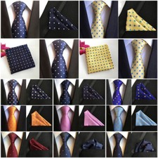 Men  s Flower Polka Dots Necktie Pocket Square Lot Ties Handkerchief Set HZ205