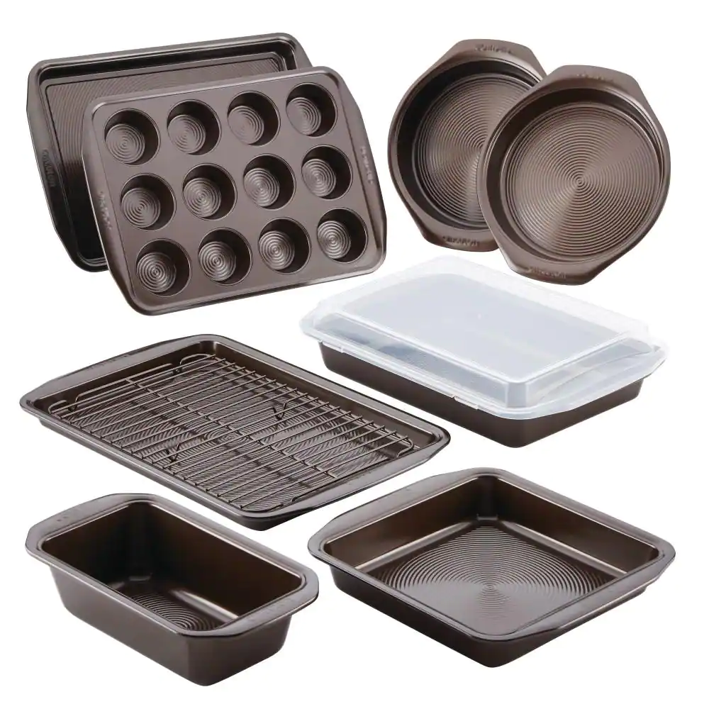 Non-Stick Bakeware Set 10-Piece Steel Bake Pan Baking Cookware Tools Accessories