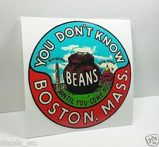 Boston Massachusetts Vintage Style Travel Decal / Vinyl Sticker, Luggage Label