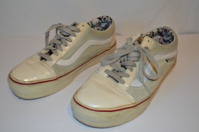 vans cream leather old skool trainers