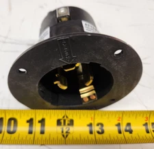 Hubbell CS6375LM1 Twist-Lock Grounding Flanged Inlet 3 Poles 4 Wire Black 50A