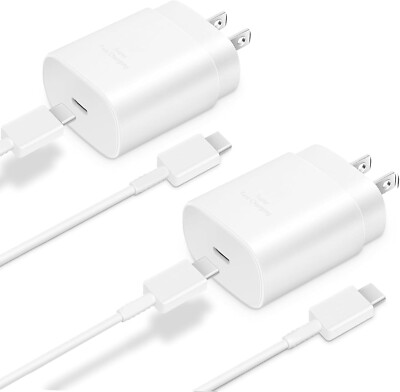 2 Pack 25W Original USB C Super Fast Charger Block For Samsung Galaxy S24 Ultra