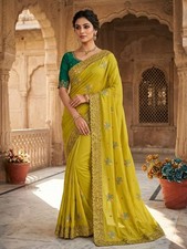 WEDDING DESIGNER BOLLYWOOD SAREE BLOUSE SARI ETHNIC PARTY WEAR INDIAN PAKISTANI