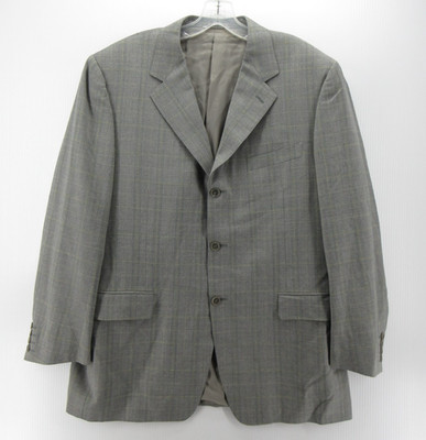 Canali Sport Coat Men 44 Gray Blazer Wool Windowpane Check Jacket Classic Italy