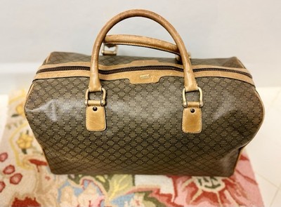 Vintage CELINE Macadam Top Handle 24 H Travel Bag Boston - Brown Printed Canvas