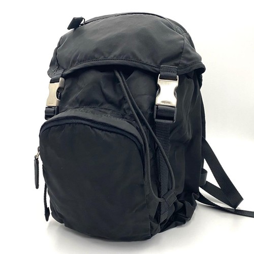 PRADA V140 Nylon Black Backpack Authentic Logo Designer Bag for Women