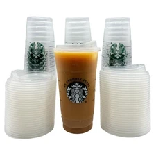 [50 Sets] Starbucks Disposable Coffee Cups with Lids (26oz Venti) - To Go Col...
