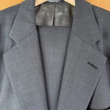 Geoffrey Beene Suit Mens 42R Gray Glen Check 2 Button Canvas Wool Vintage 90s