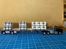 CUSTOM 1/64 KENWORTH T880,FLATDECK LUMBER LOAD, AMERICAN FREIGHT TRANSPORTATION 