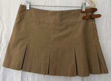 Vintage Ralph Lauren Short Pleat Cotton Skirt Leather Buckle - SZ 10