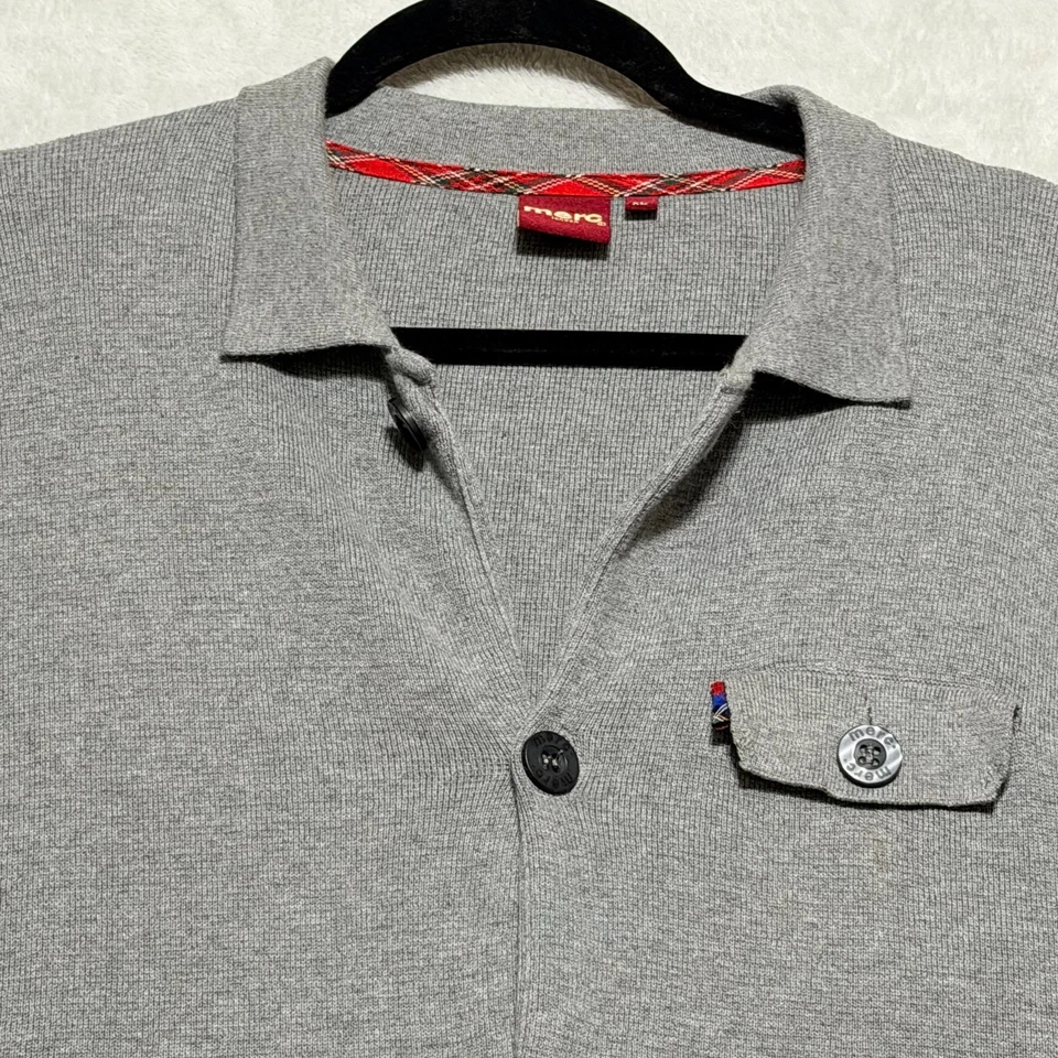 Cárdigan Suéter Merc London Rathbone Gris Para Hombre XL 100% Algodón Mod Botón Frontal Foto 3 de 4