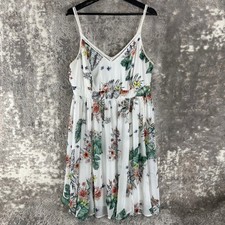 Torrid Plus Size 1X Floral Tropical Smocked Chiffon Cami Dress Multicolor Women