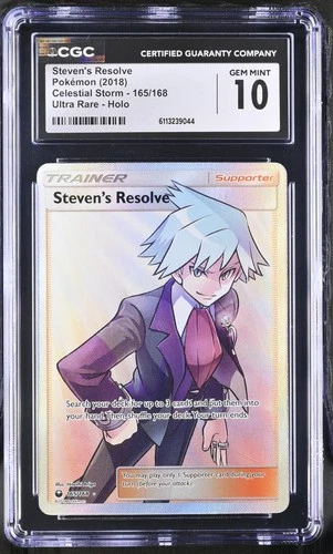 CGC 10 Pokémon English Steven's Resolve 165/168 2018 Celestial Storm Ultra Rare