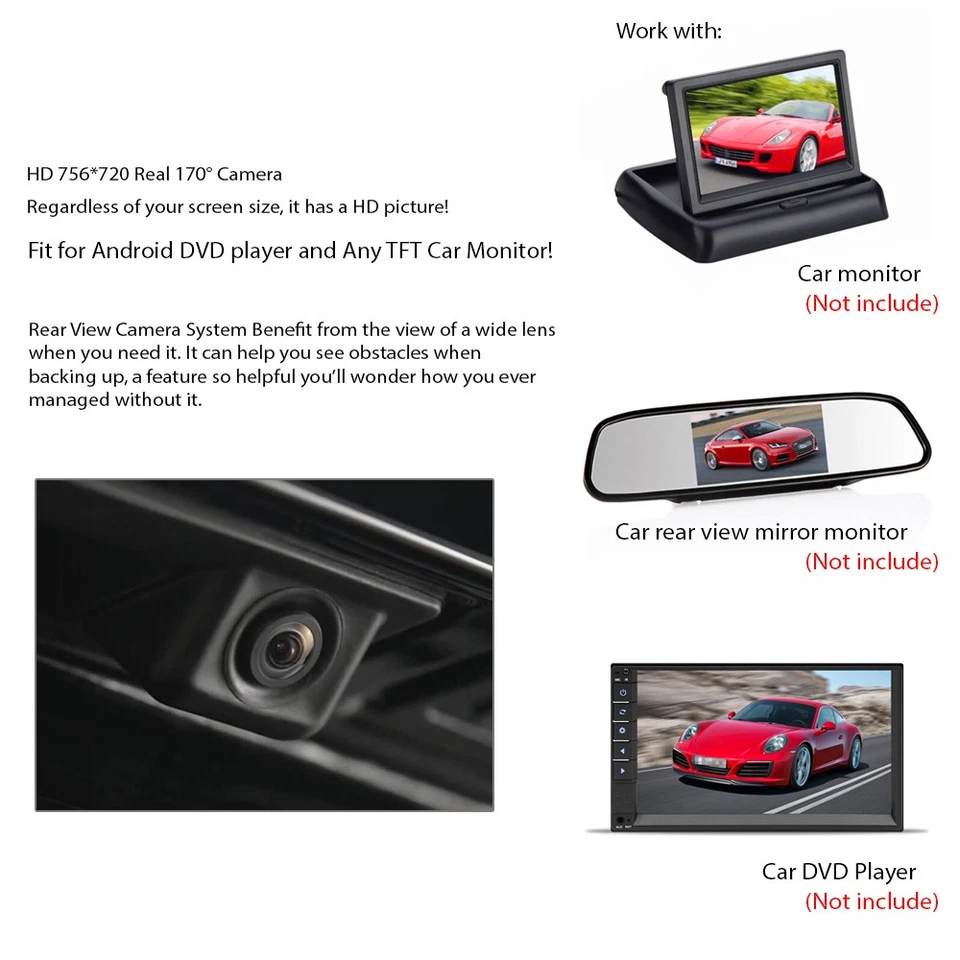 Trunk Handle CCD Rear View Backup Camera Parking for Audi A6 2012-2018 - Image 4 of 4