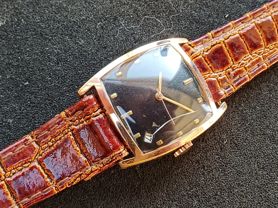 Montre ancienne mécanique homme sans marque pl OR JEJ 26D - bracelet cuir neuf - Photo 4/4