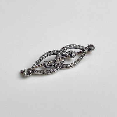 alte Brosche Bar Diamant Gold Silber Victorian brooch sterling silver gold