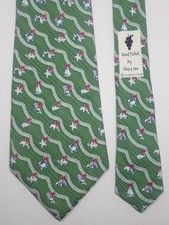 MARTHA'S VINEYARD VINES SHEP IAN GREEN w/ AMIMALS 100 SILK YOUTH TIE 50.5"