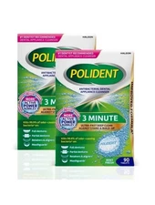 2 Pk Polident 3 Minute Antibacterial Dental Appliance Cleanser Tablets, 90 Ct 