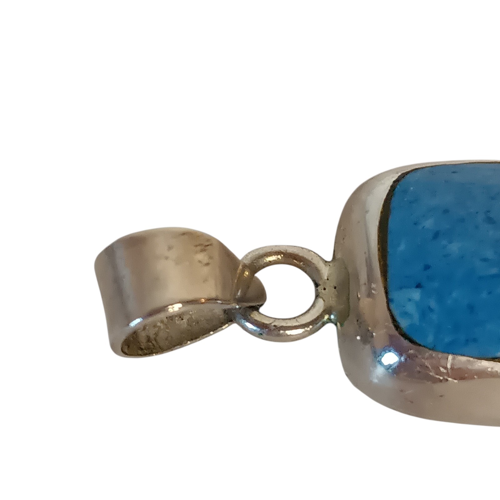 Large Sterling Silver Rectangle Blue Turquoise Co… - image 13