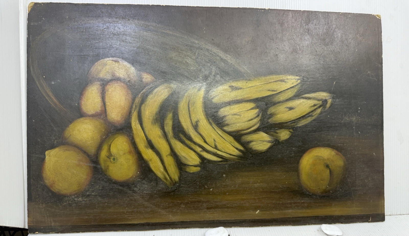 Vintage Boho Original Still Life of Fruit Oil  Painting 1800s 18 x 11”