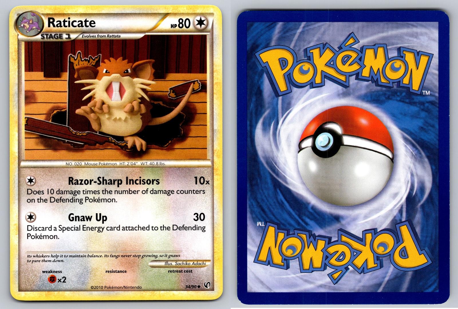 RATICATE 34/90 UNCOMMON HGSS UNDAUNTED POKEMON LP
