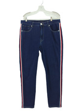 Tommy Hilfiger Tribeca Skinny Jeans Women 14 Blue with Stripes On The Sides 2314