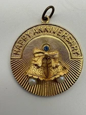 Sarah Coventry Yellow Gold Happy Anniversary Wedding Bells Necklace Bracelet Ch