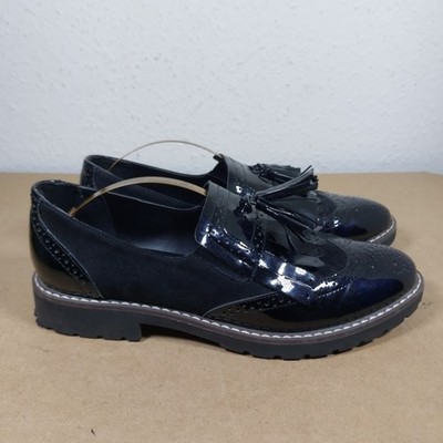 Graceland schwarze Damenschuhe mit Quaste bequem formell elegant Freizeit Größe UK 6,5 gebraucht