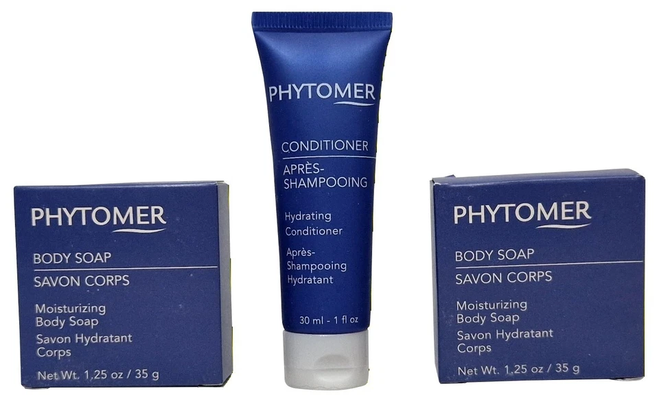 PHYTOMER Hydratante Corps Savon 35g 35.5ml Après-shampoing 30ml Paquet De 3 - Photo 1/4
