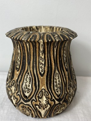 Vintage Neuseeland Ponga Vase aus Baumfarn Holz