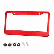 Aluminum Alloy Car License Plate Frame Bracket With Screws Caps 2 Hole Red
