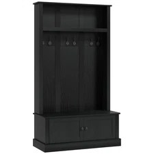 3-Tier Shoe & Coat Bench, Sturdy Entry Organizer, Black Metal