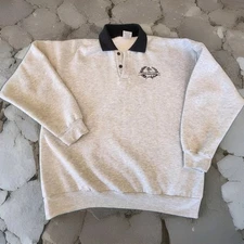 VTG Leisure Line Sz XL Men's Sweatshirt Made New Zealand Bird Blue Collar Y2K 