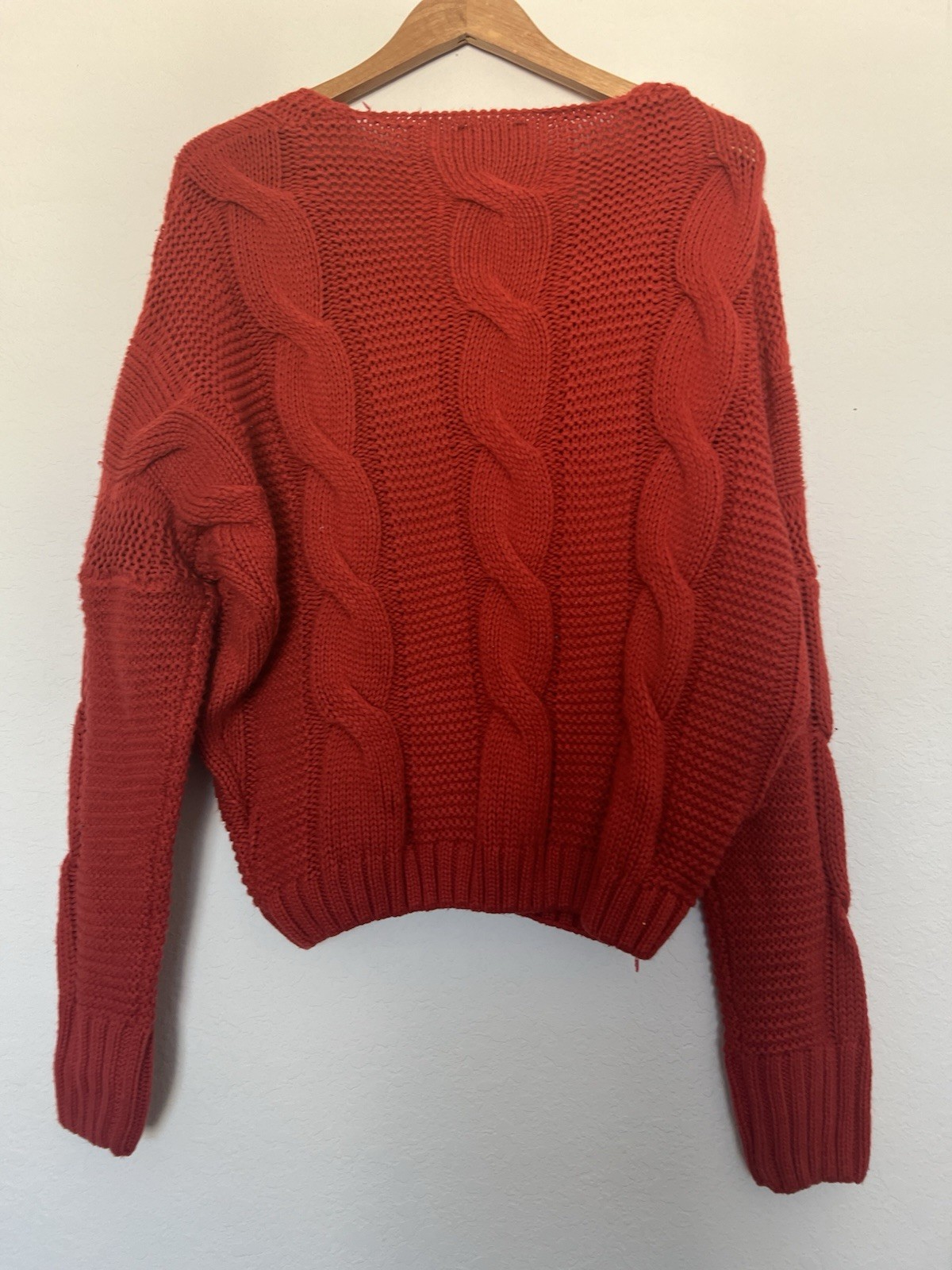 Lulus Rust Cable Knit Sweater Small Oversized Coz… - image 7