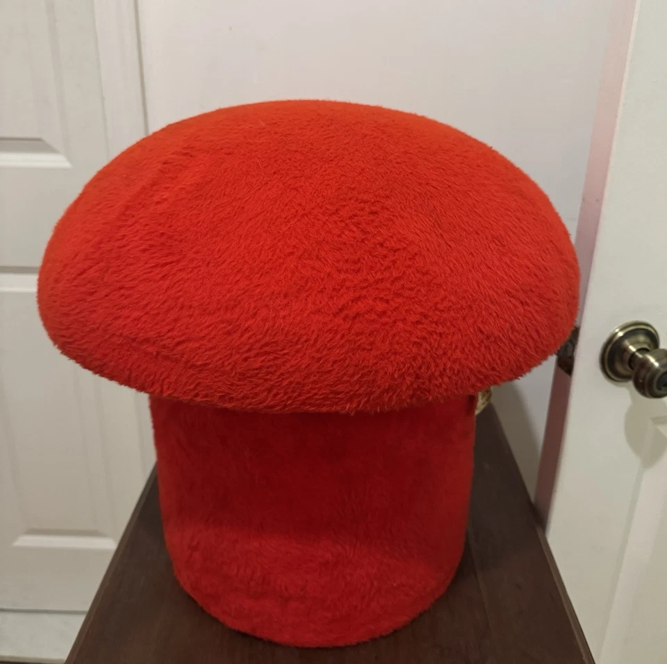 Asiento otomano jassock reposapiés con forma de hongo rojo MCM vintage años 70 Foto 2 de 4