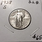1928 S Standing Liberty Silver Quarter Dollar, Higher Grade, Great Gift,