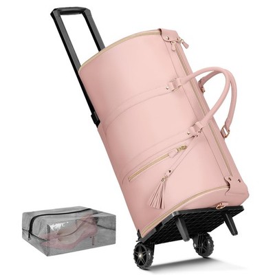 Convertible Rolling Garment Bag 3 in 1 Duffle with Wheels & Shoe Pouch Travel