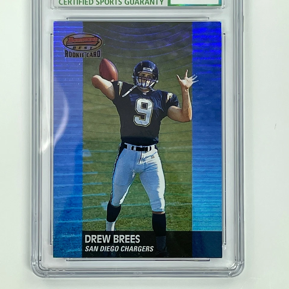 2001 Bowman's Best DREW BREES RC ROOKIE #121 CSG 9 GRADED GEM MINT 1056/1499 - Image 3 of 4