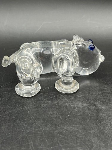Miniature Hand Blown Glass Hippo Hippopotamus Figurine 3” Long - Picture 6 of 11