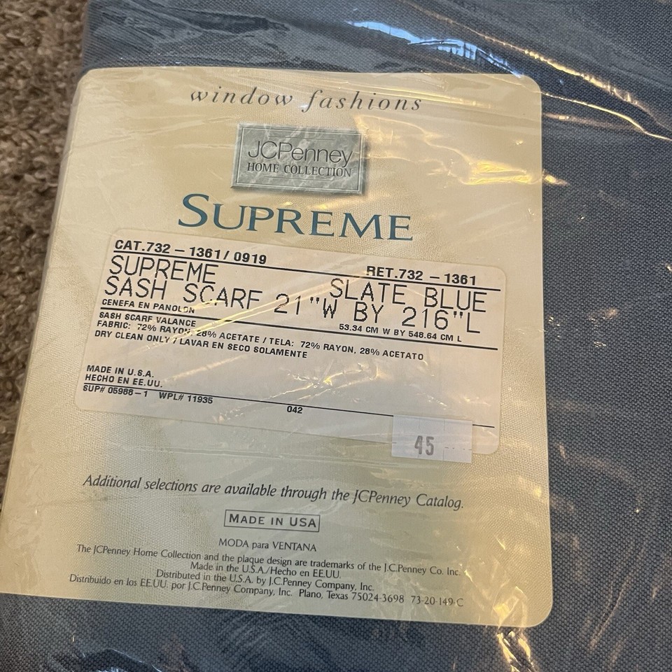 VTG JC PENNEY HOME COLLECTION SUPREME Sash Scarf Valance Slate Blue 21”W x 216”L eBay