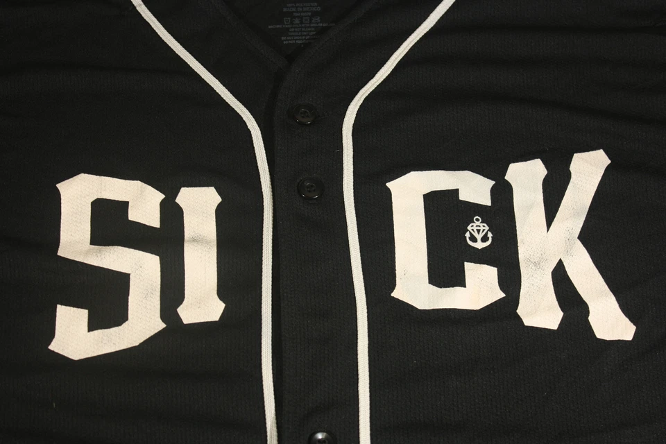 Mens Softball Jersey Black Short Sleeve Button Up "Sick" Augusta Sports Size 2XL - Image 3 of 4