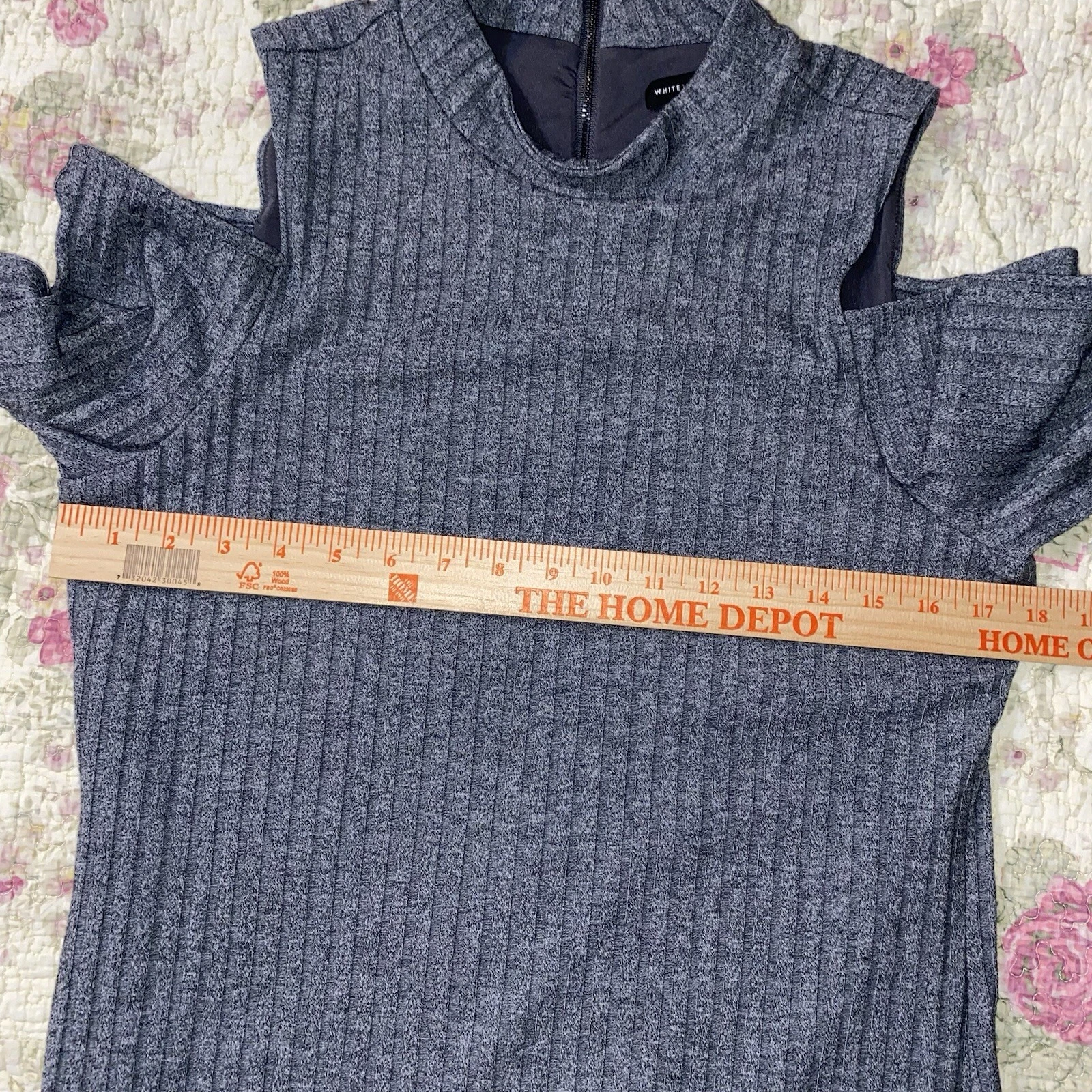VETEMENTS WHBM Guaina a costine in maglia spalle fredde donna taglia Lg grigio slip incorporato