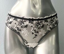 Victoria's Secret Thong Panty Dream Angels White Black Sheer Mesh Floral L XL