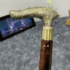 Vintage Designer Derby Brass Handle Antique Solid Wooden Walking Stick Cane Gift